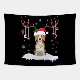 Beagle Reindeer Santa Noel Costume Dance On Snow Merry Xmas Tapestry