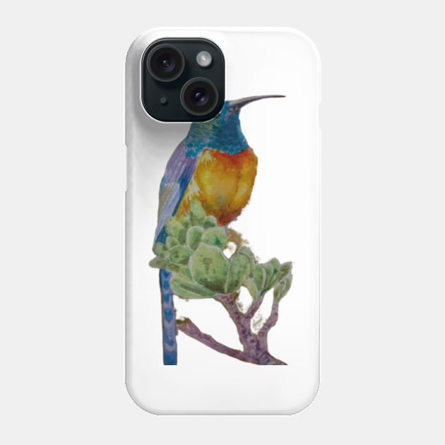 Orange Breasted Sunbird Hand Painted Phone Case by Random Happiness