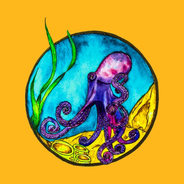 Octopus the Thinker by Bee Helen Art