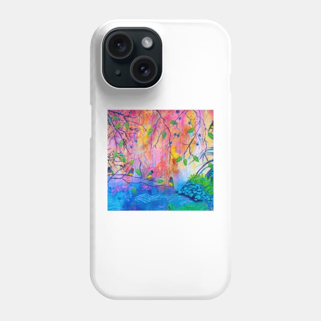 Gouldian Finches Colourful Creekside Phone Case by traceyart