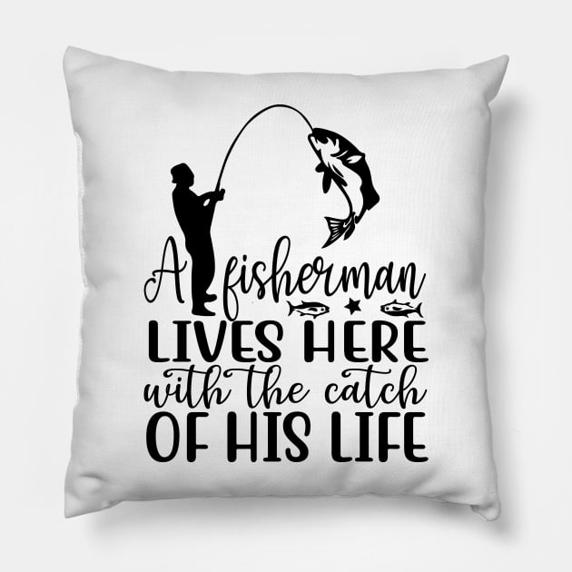 Wishing I Was Fishing - Less Talk More Fishing - Gift For Fishing Lovers, Fisherman - Black And White Simple Font Pillow by Famgift