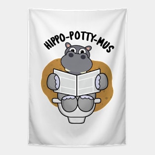 Hippo-potty-mus Funny Animal Hippo Pun Tapestry