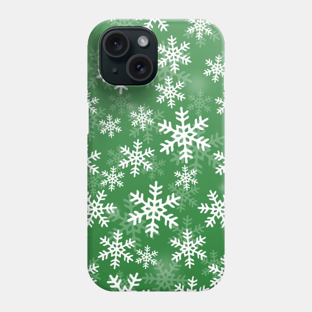 Green and White Snowflakes Phone Case by Ayoub14