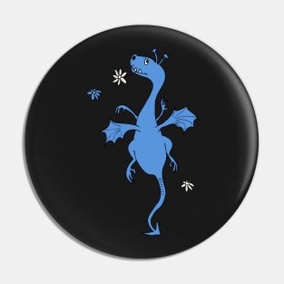 Flap your wings in the flower rain - blue Pin