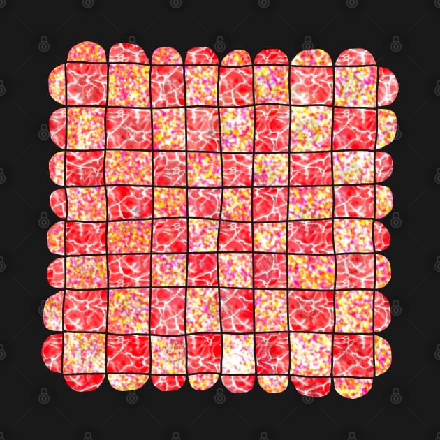 Checkered red red decorative holidays square by Pragonette