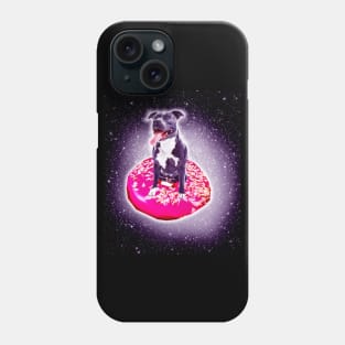 Outer Space Galaxy Dog Riding Doughnut Phone Case