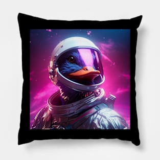 Vaporwave Retrowave Synthwave Duck Astronaut Space Fantasy Illustration Pillow