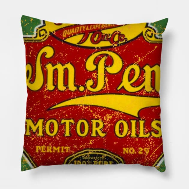 William Penn Oil Company Pillow by MindsparkCreative