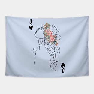 Queen of hearts card floral design Tapestry