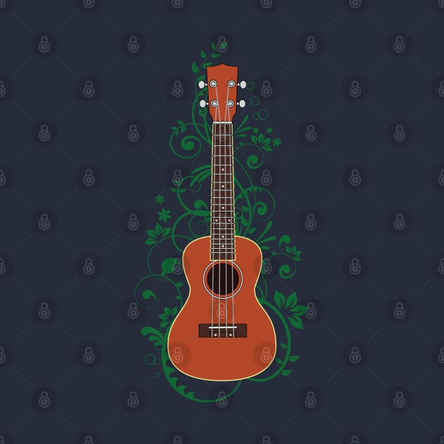 Mahogany Ukulele Flowering Vines by nightsworthy