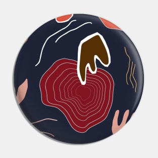 Abstract Autumn Shapes Dark Blue Pin