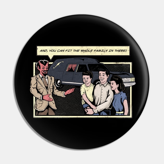 Satan The Used Car Salesman Pin by GeekMachine