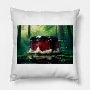 Drummer ArtWork With Water Splashing In The Forest Lake Pillow