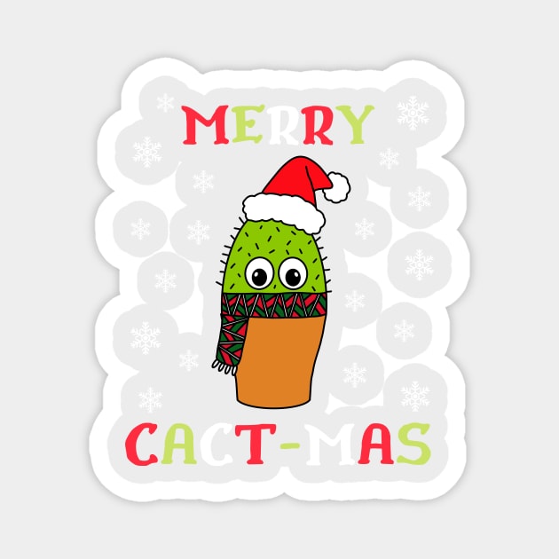 Merry Cact Mas - Cute Cactus With Christmas Scarf Magnet by DreamCactus