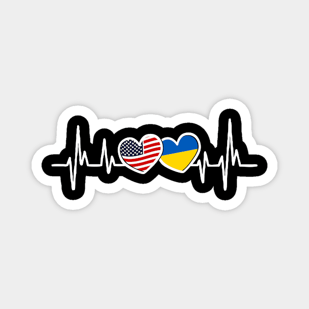 Support Ukraine I Stand With Ukraine Ukrainian USA Heartbeat Magnet by fadi1994