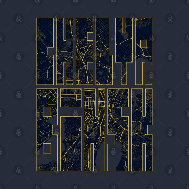 Chelyabinsk, Russia City Map Typography - Gold Art Deco by deMAP Studio