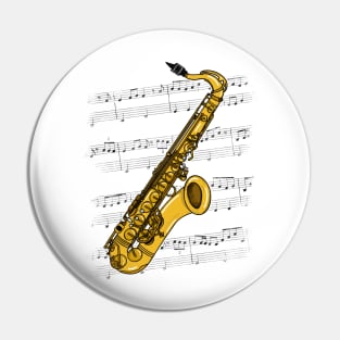 Saxophone Sax Player Saxophonist Jazz Musician (Colour) Pin