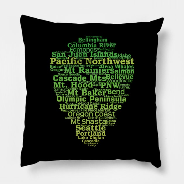 Pacific Northwest Word List Cloud Pillow by Pine Hill Goods