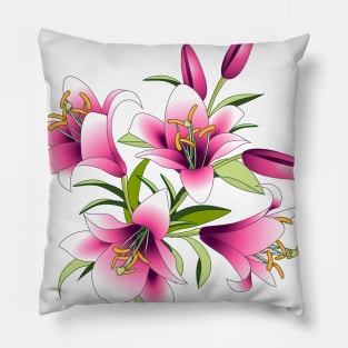 Beautiful bouquet of bright pink lilies Pillow