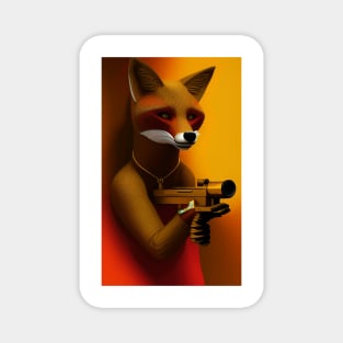 Fox With A Gun Magnet