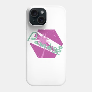 Lettering PARADISE. Green font on pink background. Mood of summer Phone Case