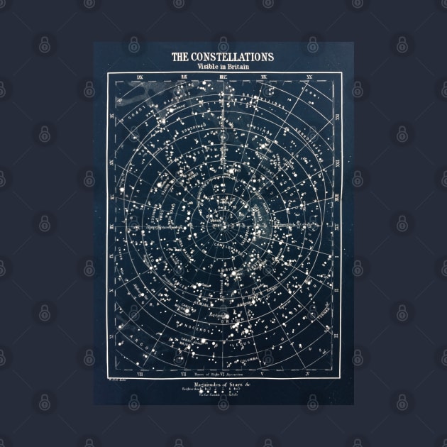 Vintage STAR CONSTELLATIONS MAP POSTER circa 1900s by Beltschazar