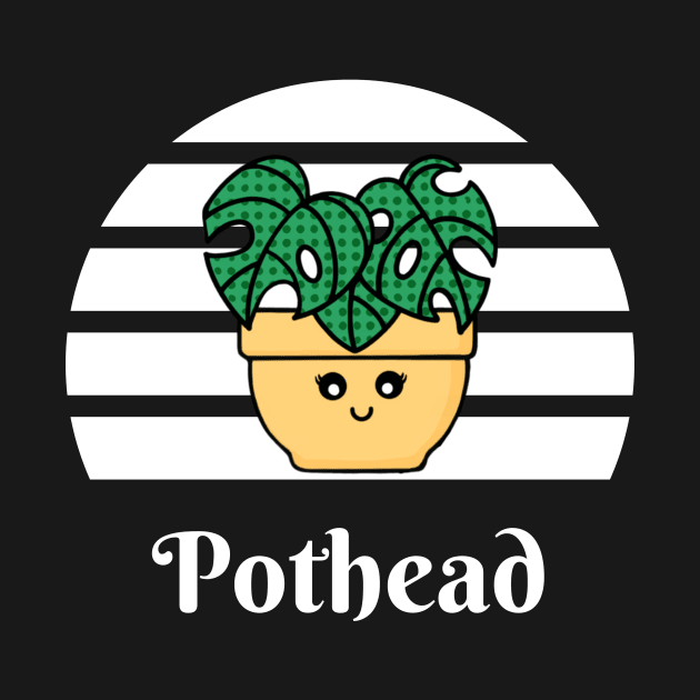 Pothead with Monstera Plant in White by Midnight Pixels