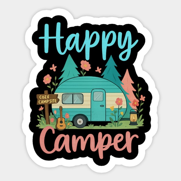 Happy Camper – Cute RV Camping Forest Design - Happy Camper Art ...
