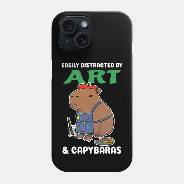 Easily Distracted by Art and Capybaras Cartoon Phone Case by capydays
