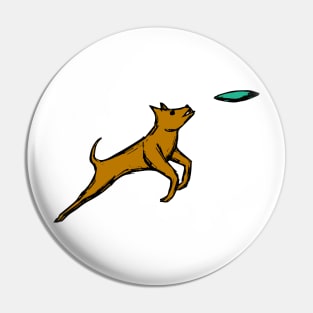 Dog Catching Frisbee Pin