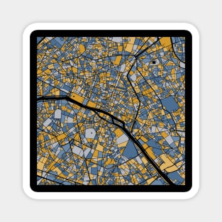 Paris Map Pattern in Blue & Gold Magnet