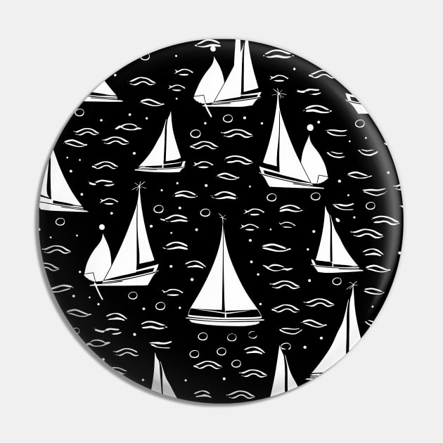 Sailing - Black and White Pattern Pin by StudioIris