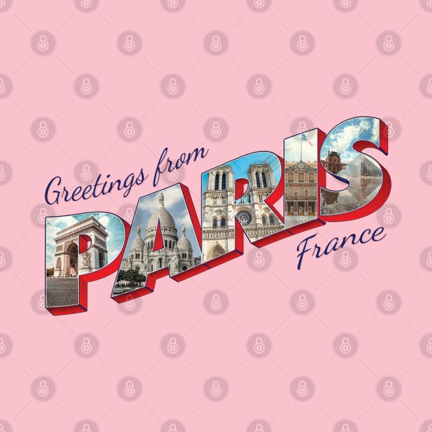 Greetings from Paris in France Vintage style retro souvenir by DesignerPropo