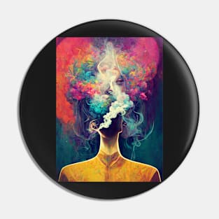 Smokey head, psychedelic, dmt, portrait Pin