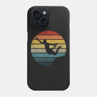 Cliff Diving Silhouette On A Distressed Retro Sunset print Phone Case