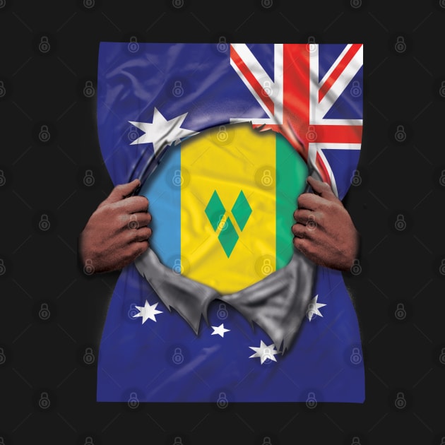 St Vincent And The Grenadines Flag Australian Flag Ripped - Gift for Saint Vincentian From St Vincent And The Grenadines by Country Flags