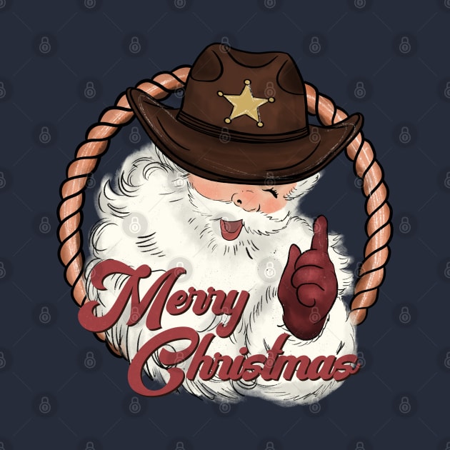 Funny Santa Western Cowboy Howdy Christmas by JDVNart