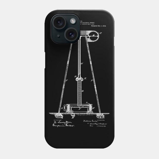 Nikola Tesla Electrical Energy Transmission Tower Patent Print 1914 Phone Case by MadebyDesign