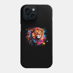 Vibrant Lion Splash Tee: A Regal Burst of Color Phone Case