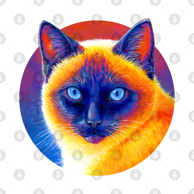 Jewel of the Orient Colorful Siamese Cat by rebeccawangart