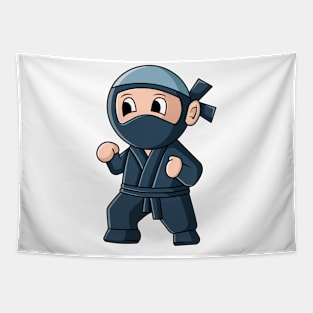 vector illustration design of a cute cartoon ninja wearing a mask Tapestry