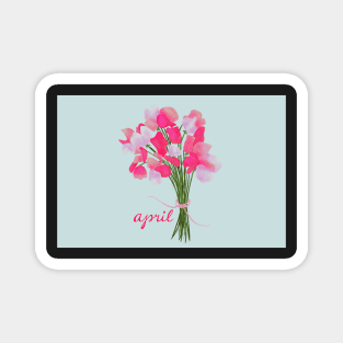 April Sweet Peas bouquet Magnet