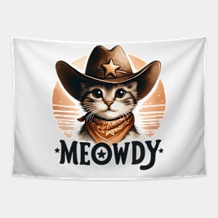 Meowdy cowboy cat Tapestry
