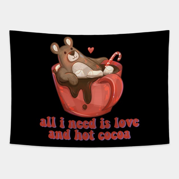 All I Need is Love and Hot Cocoa Tapestry by Claire Lin