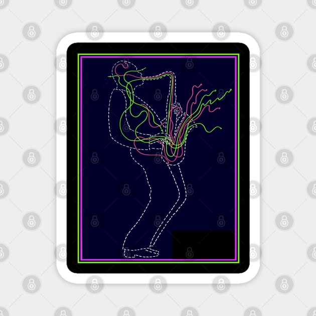 Saxophonist : Abstract Pop Art Surreal Musical Print Magnet by posterbobs