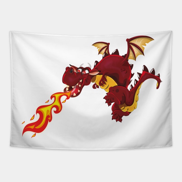 Fire breathing Dragon cartoon Tapestry by nickemporium1