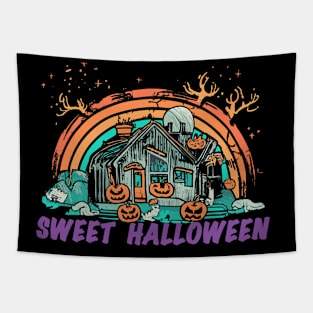 Sweet Halloween ghost house Tapestry