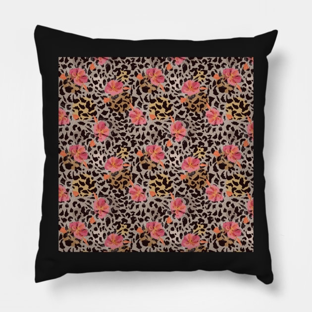 Animal and floral print, wild love valentines for cheetah print lovers Pillow by laverdeden