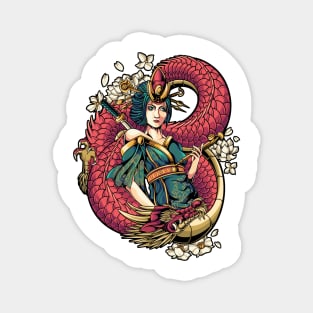 geisha red dragon Magnet