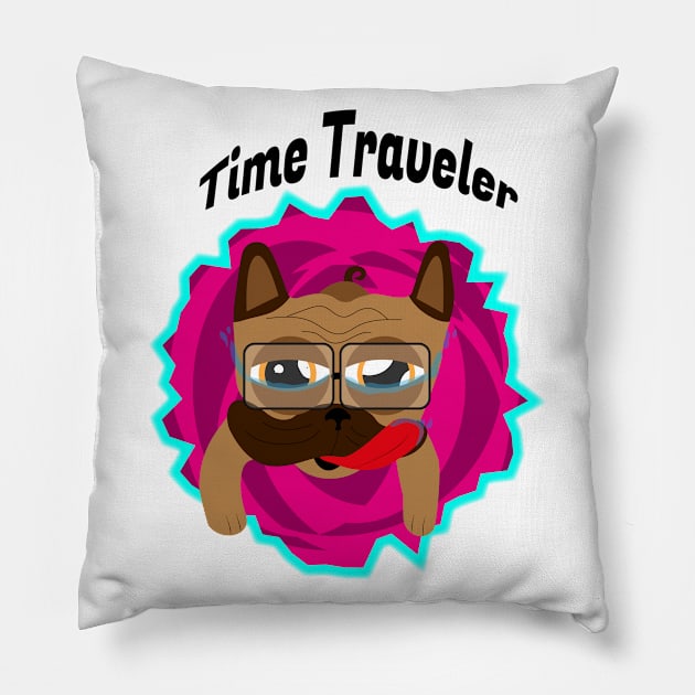 Time traveler pug Pillow by NekroSketcher